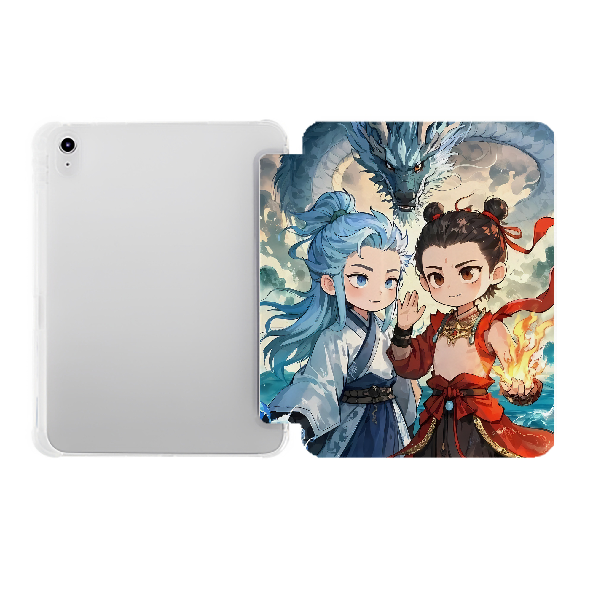 （画像用） Ne Zha 2 ナタ 魔童の大暴れ IPad ケース ペン収納付き 三つ折りスタンド PUレザー×シリコン 対応機種9.5/10.5/10.9インチ